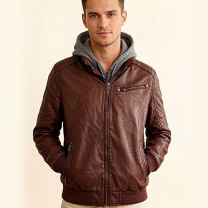 Classic Men’s ECO Leather(PU) Biker Jacket With Hood