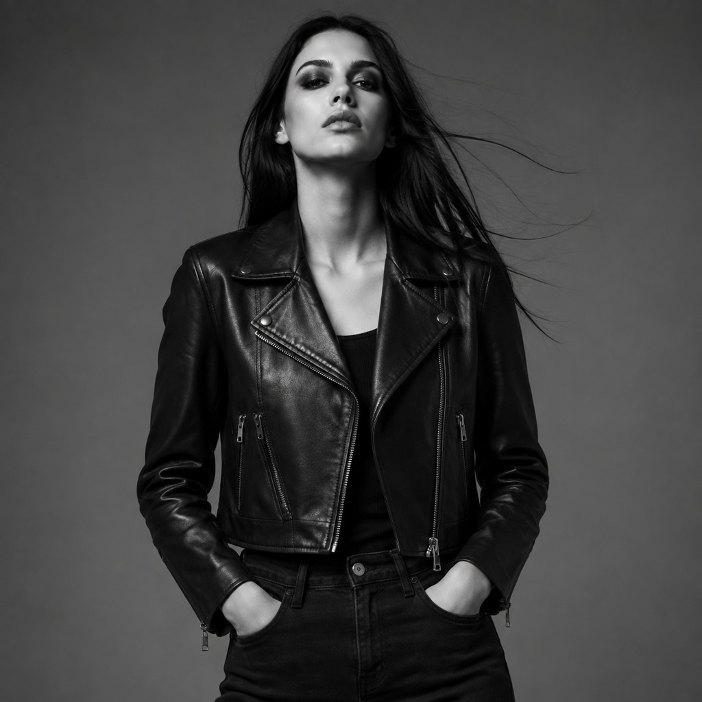 Women’s Leather & Suede Jackets – OEM Black Crop Biker Moto Jacket Manufacturer | Northern Garment
