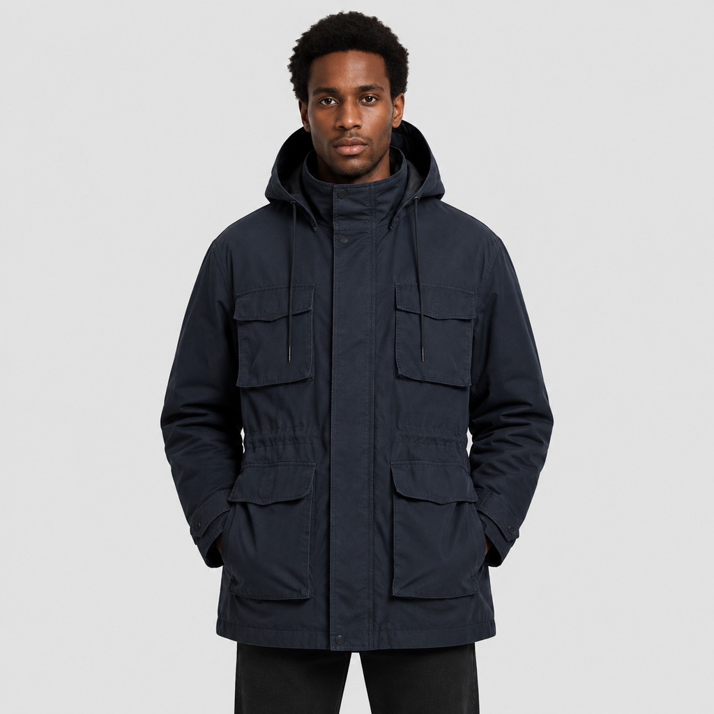 Men’s Parkas – OEM Navy Hooded Utility Jacket Manufacturer | Northern Garment