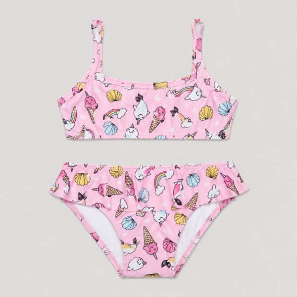 Pink kawaii print top + bottom set