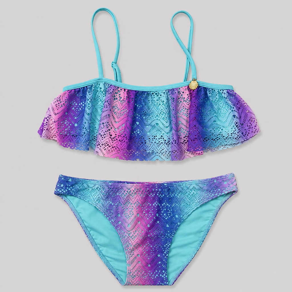 Girl’s Bikini Multicolor Zigzag Chevron – OEM Children’s Swimsuit Manufacturer | Northern Garment