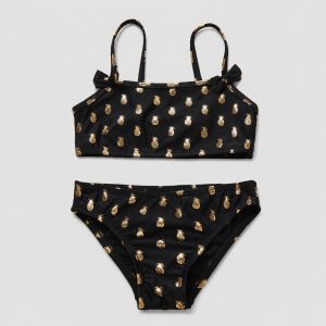 Back flat-lay black with gold pineapple print