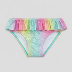 Front flat-lay rainbow ombre ruffle skirt bottom with glitter dots