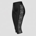 Women's plus size capri-length swim legging in black speckle - side view, OEM wholesale women's plus-size swimwear