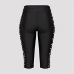 Women's plus size capri-length swim legging in black speckle - back view, OEM wholesale women's plus-size swimwear