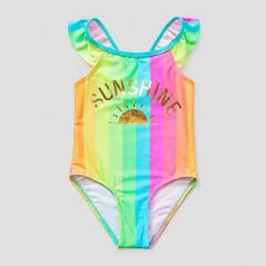 Front flat-lay rainbow stripes with SUNSHINE print