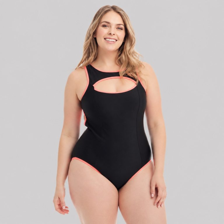 Front view black with coral trim