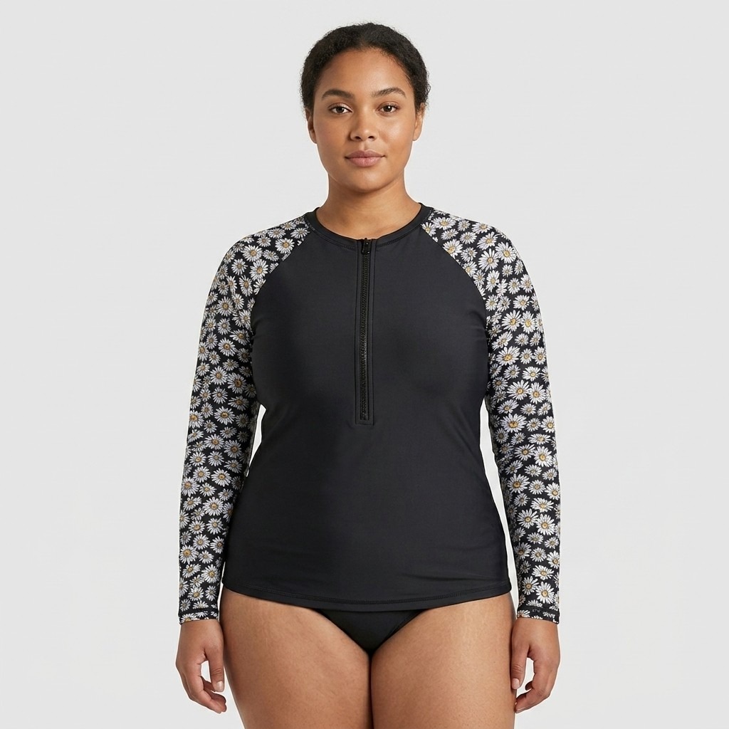 Women’s Plus Size Long-Sleeve Rash Guard – OEM Swimwear Manufacturer | Northern Garment