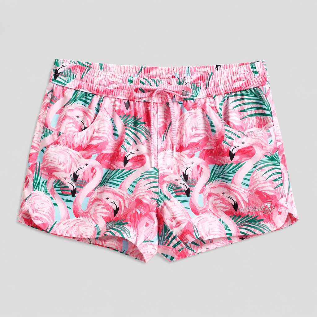 Women’s Swim Trunks Flamingo Print – OEM Women’s Swim Shorts Manufacturer | Northern Garment