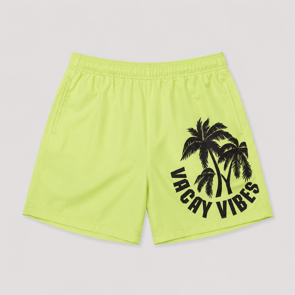 Boy’s Swim Trunks VACAY VIBES Yellow – OEM Children’s Swim Shorts Manufacturer | Northern Garment