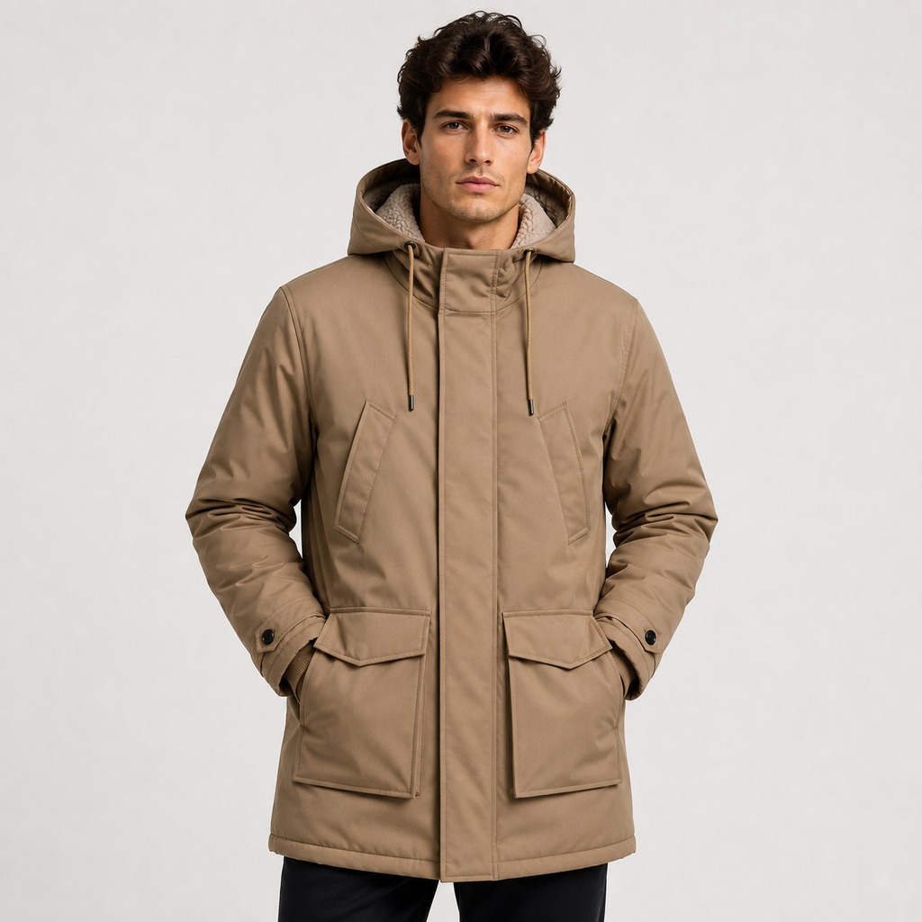 Men’s Sherpa-Lined Hooded Parka – OEM Utility Outerwear Manufacturer | Northern Garment