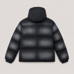 Men's distressed-wash puffer jacket in black - flat back view