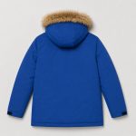 Boy's parka in royal blue with faux-fur trim hood - 004 view, OEM wholesale kids outwear, big-kid size