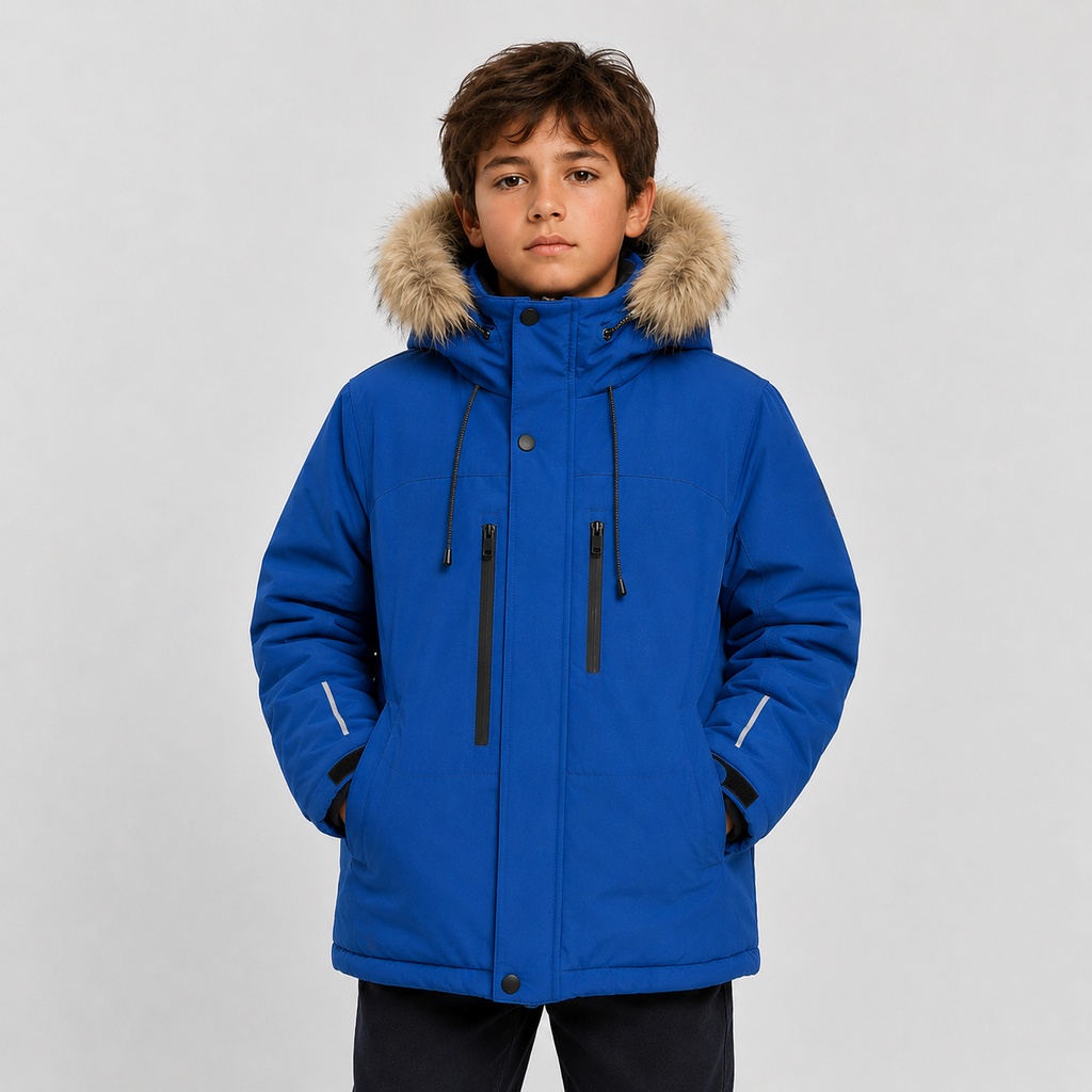 Boy’s Parka with Faux-Fur Trim Hood – OEM Kids Heavyweight Outerwear Manufacturer | Northern Garment