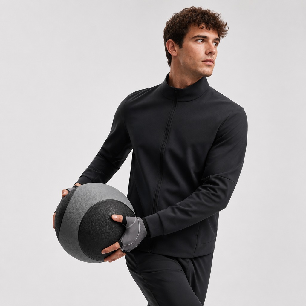 Men’s Athletic Jacket Black – OEM Track Jacket Mock-Neck Full-Zip | Northern Garment