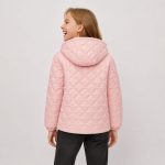 Girls pink quilted jacket with diamond stitch - back view, OEM wholesale girls outerwear