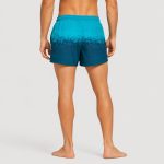 Men teal gradient swim trunks back view with welt pocket