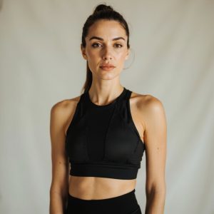 Cropped Performance Sports Bra in Black - OEM/ODM apparel