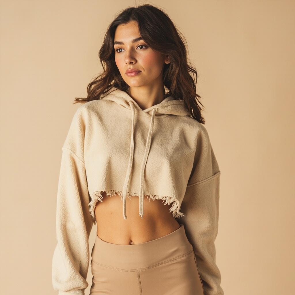 Cropped French Terry Hoodie