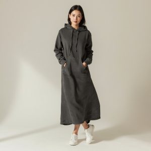 Hoodie Dress in Charcoal - OEM/ODM apparel