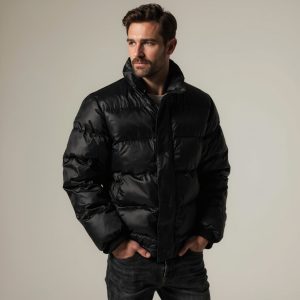 Quilted Down-Alternative Puffer Jacket in Black - OEM/ODM apparel
