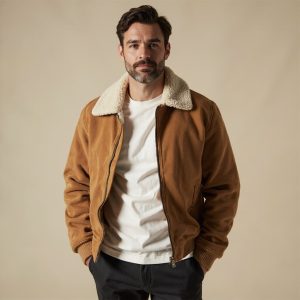 Sherpa-Lined Bomber Jacket in Camel - OEM/ODM apparel