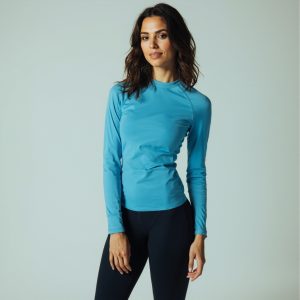 Long-Sleeve UV Rash Guard in Aqua - OEM/ODM apparel