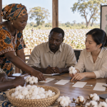 Cotton community representatives social workers and a Chinese apparel sourcing professional planning a safeguarding workflow